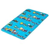 お昼寝敷きマット 電車柄 ブルー