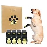 BINGPET 犬 靴下 犬用靴下 滑り止め ４個セット 肉球保護 犬の靴下 柔らかい 脱げない ペットソックス マジックテープ付き 防寒 転倒防止 室内 屋内用 通気性 伸縮性 介護 老犬 サポート 舐め防止 抜けにくい かわいい おしゃれ 小型犬 中型犬 大型犬 (S, イエロー＆ブラック)