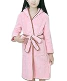 雲の花 女の子の夜の服装子供のフランネルフーディパジャマバスローブ (ピンク, 110cm)