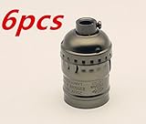6Pack E26 E27 Socket Screw Bulbs Metal Shell Medium Base Edison Retro Pendant Lamp Holder Without Sw