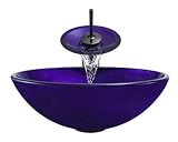 Aurora Sinks A32-ORB-G Bathroom Ensemble with Grid Drain Foil Undertone Glass Vessel Sink Ring and W