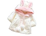 Candykids 子供の女の子の綿の冬の暖かいコート・ジャケット・アウターウェア 冬の暖かいコート可愛いウサギ (80cm, ホワイト)
