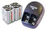 Tenergy T-228 Plug-in Compact Charger + 4 pcs 9V 200mAh Centura (LSD) NiMH Rechargeable Batteries [並