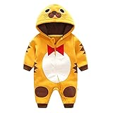 エルフ ベビー(Fairy Baby)ベビー服 ロンパース フード付き 虎ちゃん着ぐるみ 長袖 秋冬防寒着 6M イエロー