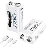 ENEGON 9V 充電式 電池 2個＋2in1 Type-C 充電ケーブル,充電器不要 650mAh 006p電池、Type-C入力、マイク、煙探知器、電子玩具、おもちゃ、トランシーバーなど対応