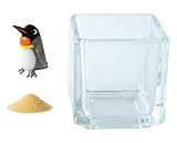 花市場直送便 ミニチュアガラス キングペンギン & カラーサンド クリーム & 植え込み用グラス ニューブロックS
