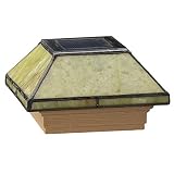 Deckorators 117620 Solar Tiffany Style Serpentine Jade Post Cap with Cedar Base [並行輸入品]