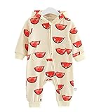 ベビー 赤ちゃん カバーオール ロンパース オールインワン 春 新品 かわいい スイカ プリント 前開き ボディスーツ ジャンプスーツ 子供服 AIKEE 90