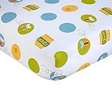 Lo美しいホワイトイエローブルーWinnie the Pooh Fittedベビーベッドシート、Disney Themed Nursery寝具、幼児子動物Bear Bumble Bee Honey P