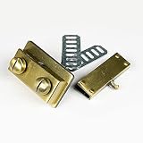 【KAMONレザー】かばん金具 かぶせ金具 アンティークゴールド 鞄 バッグ 留め具 カブセ 金具 錠前 手芸 レザークラフト
