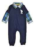 US Polo Assn Boys L/Sクラシック海軍ブルーロンパース カラー: ブルー