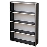 山善(YAMAZEN) 本棚カラーボックス 4段 ブラック(背板ホワイト) CDCR9060(BKWHWH)