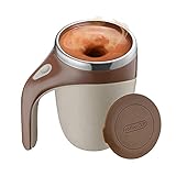 Funien かき混ぜるコーヒーカップ 蓋付き380mL リングマグ コーヒーカップ 電気ステンレス スチール
