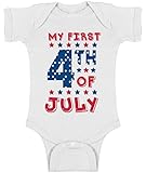 Awkwardスタイル赤ちゃんMy First 4th of JulyかわいいOne Pieceベビー半袖ボディスーツトップスPatriotic Proud Americanギフト カラー: ホワイト