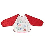 （プチジャム）Petitjam ねこさんの袖付き食事用エプロンベビー/出産祝い 80-95 レッド