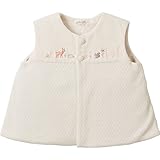 日本製 オーガニックコットン 小さな森の動物 新生児 赤ちゃん用 あったかベスト 70cm 男の子 女の子にも 秋 冬 ベビー服 (生成り)