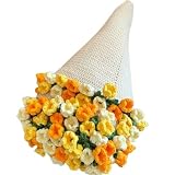 花の毛布用のかぎ針編みキット フラワー バラ/スズラン/ジャスミン かぎ針編み ブーケブランケット クラフト編みセット 手工芸品 リビングルーム 寝室 装飾 かぎ針編みスターターキット 記念日 誕生日 母の日 ギフト DIY (70CM,#2)