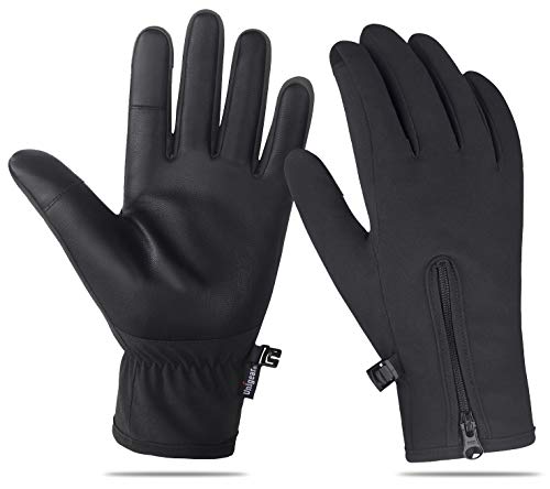 Unigear 防寒手袋 グローブ 登山グローブ アウトドア グローブ スマホタッチパネル対応 バイク 自転車 登山 サイクリング トレッキング 裏起毛 滑り止め付き 保温 防風 防寒 ダブル撥水加工 スポーツグローブ 通気性 通勤 通学 秋冬用 男女兼用 (ブラックNew, L)