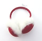 Girls Christmas Red Earmuffs with White Faux Trim - One Size by Chew2you