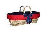 Baby Doll Bedding Reversible Moses Basket Bedding Set, Navy/Red by BabyDoll Bedding