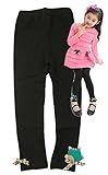 Active Island 子供用 レギンス スパッツ タイツ パンツ 猫 リボン マスコット ストレッチ キッズ ベビィー (110cm, ブラック)