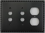 Egg & Dart OIL RUBBED BRONZE 3つGangコンボスイッチプレート – 2つプッシュボタンライトスイッチ1つデュプレックス