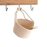 綿ロープストレージバスケット壁HangingストレージビンSmall Woven Organizer forベッドルーム、クローゼット、オフィス、子供用おもちゃ、保育園からLesirit ベージュ L