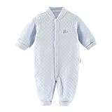 ベビー服 新生児 ロンパース オールインワン 赤ちゃん インナー コットン 春 秋 前開け スナップボタン 子供服 男の子 女の子 (66(3~6ヶ月), ライトブルー)