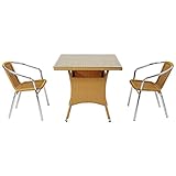 人工ラタンチェア2脚 四角テーブル1台 3点セット 強化ガラス ナチュラル 籐 肘掛け付き 家具 ファニチャー インテリア スタッキングチェア リビング chair 椅子 南国 アジアン バリ風 リゾ