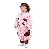 赤ちゃん　寝袋　冬　happy dream 子供 寝袋 綿 赤ちゃん ピヤマ 長袖 コットン パンダ ユニセックス春秋冬 赤ちゃん寝袋 カラフル　ベビー　プレゼント （S：70cm（0-1歳）、ピンク