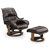 大川家具 関家具 リクライナー (幅83cm/素材:合皮) バイキャストダークブラウン オットマン付き 270776