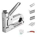 ガンタッカー ハンドタッカー 強力ハンドタッカー&ホチキス ケーブルタッカー ハンドルロック機能 4in1 替針 4000本付き リムーバー付き 日本語取扱説明書付き (銀色)