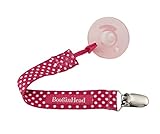 PaciGrip 赤ちゃんのおしゃぶりホルダー & クリップ あらゆる全てのおしゃぶりに適合 Pink Polka Dot