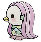 かわいいアマビエ ピンバッジ 疫病退散 ピンズ 妖怪グッズ アクリル製（クリスタル加工・シルバーメッキ）