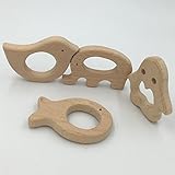 Kissteether 8個赤ちゃんの木製のTeether象の鳥の魚ペンギン自然の歯のぬいぐるみ有機的な環境に優しいホルダー看護木のネックレス/ブレスレット赤ちゃんのギフト (木製カラー8個)