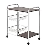 (DORIS) キッチンワゴン キャスター付 【プット ブラウン】 木製天板 キッチン収納 可動ワゴン 横幅：69cm 組み立て式