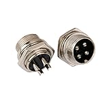 B Baosity 金属　プラスチック製　コネクタ　4ピン　16mm　オス＆メス　プラグアダプタ　シルバー　ブラック