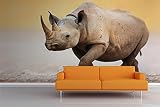 Sproud 壁画 Rhino 動物の壁の壁画を 3D を 3D 壁紙自然 Livinag ルーム壁画 3D 壁紙テレビソファ背景 300 Cmx 210 Cm