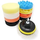 LAPHSODA（ラフソーダ） ポリッシャー バフ マジックテープ 式 スポンジ ディスク 軸付 先端 工具 セット （ 直径10cm ）