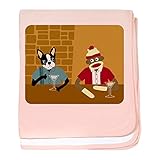 CafePress – ボストンテリアSock Monkey幼児毛布 – スーパーソフトベビー毛布、新生児おくるみ ピンク 04720827256832E