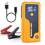 PSE認証済 12V 車用ジャンプスターター エンジンスターター スマートクリップ 車緊急始動 ピーク電流200A 大容量モバイルバッテリー&緊急時/車載用LEDライト内蔵 オレンジ [並行輸入品]