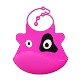 杜屋トヤ　ベビー用品　食事用スタイ　よだれかけ　ビブ　牛デザイン　かわいい　アニマル　動物　出産祝い　プレゼント　保育園　18 x 26.5 cm (バラ色)