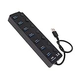 D DOLITY 1ピース　小型　高速　7USB　 3.0ポート　USB　電源アダプター　ハブ　充電用　電流過負荷　短絡保護装置
