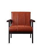 レトロデザイン木肘ソファ【LARZ】ラーズ 1P キャメルブラウン