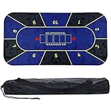 トレカ天国 ポーカー マット テキサスホールデム プレイマット カジノ 収納袋付き (濃いブルー, 60×120cm)