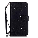 UNEXTATI iPhone 6 Plus / iPhone 6s Plus ケース ダイヤモンド 手帳型ケース カバー カード収納 ストラップ 付き Apple iPhone6 Plus / iP