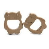 Kissteether 2pcs オーガニックブナ木製バイキング自然手作り木製Teether赤ちゃんギフトDIY木製パーソナライズペンダント環境に優しい安全な赤ちゃんTeetherおもちゃ (2pcs