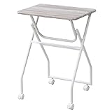 山善(YAMAZEN) テーブル ミニ 簡単組み立て 折りたたみ式 キャスター付き サイドテーブル 幅50×奥行44×高さ70.5cm アンティークホワイト MST-5040(AIV/SWH)