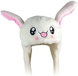 ウサギ帽子 耳が動くの女子 かわいい キャップ かぶりもの動物ハロウィン コスプレ被り物 コスチューム用小物 白うさぎ帽子肉球を押せば耳は立つ パーティー 誕生日バレンタイン クリスマス贈り物 男女兼用