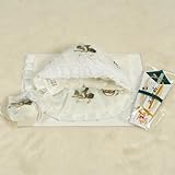 お宮参り着物用　正絹フードセット　白地淡い水色ぼかし染め　　友禅鷹柄　お宮参り４点セット　　　男の子向き　日本製